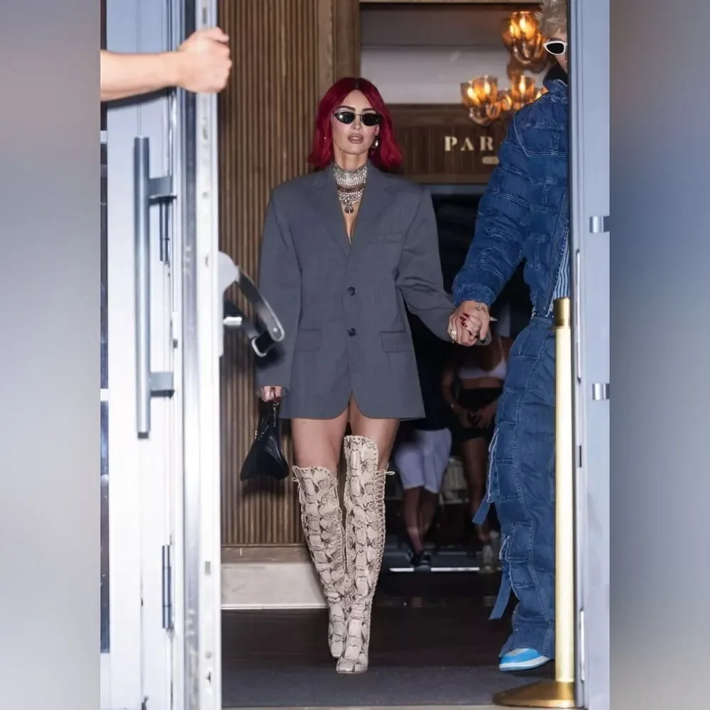 Truffle High Reptile Stilleto Over The Knee Boots